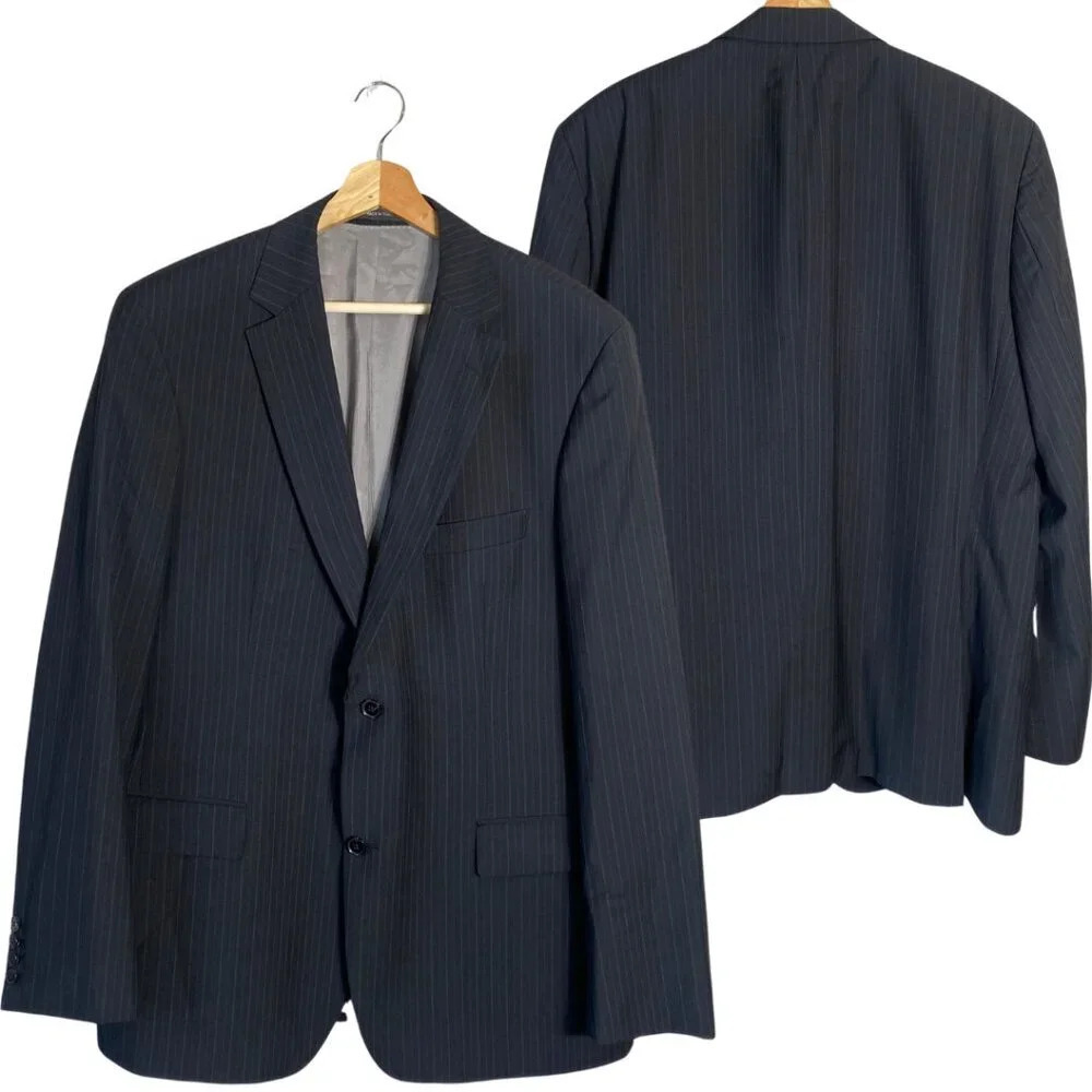 Boss Hugo Boss Pinstripe Wool Sport Coat Dinner Jacket Blazer Men's 44R Black